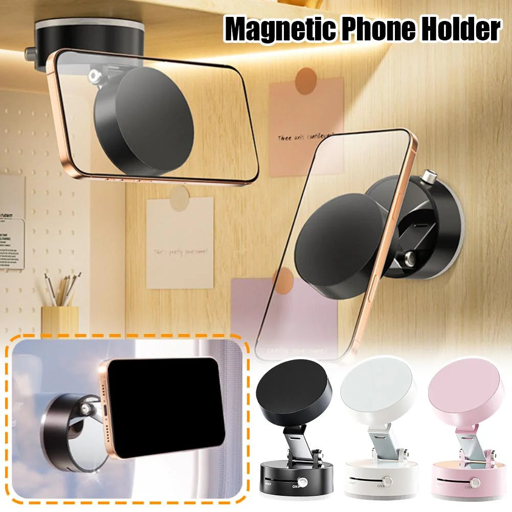 2025 New Vacuum Magnetic Suction Phone Holder, Magnetic Suction Phone Mount, Foldable and Retractable Double-Sided Magnetic Phone Holder, Folding Swivel Stand