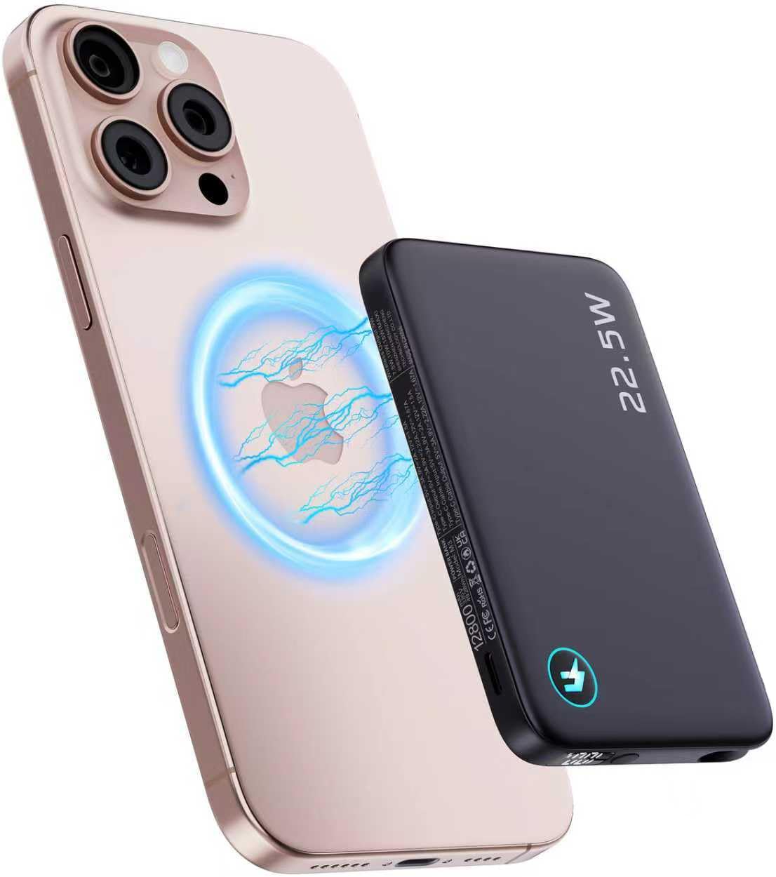 2026 Updated M3 Ultra Slim 0.4'' Wireless Power Bank, 12800Mah Magnetic Portable Charger with Built in Cable and Strap, LED Battery Pack Travel Essentials for Iphone 17/16/15/14/13/12/Pro Max Andriod