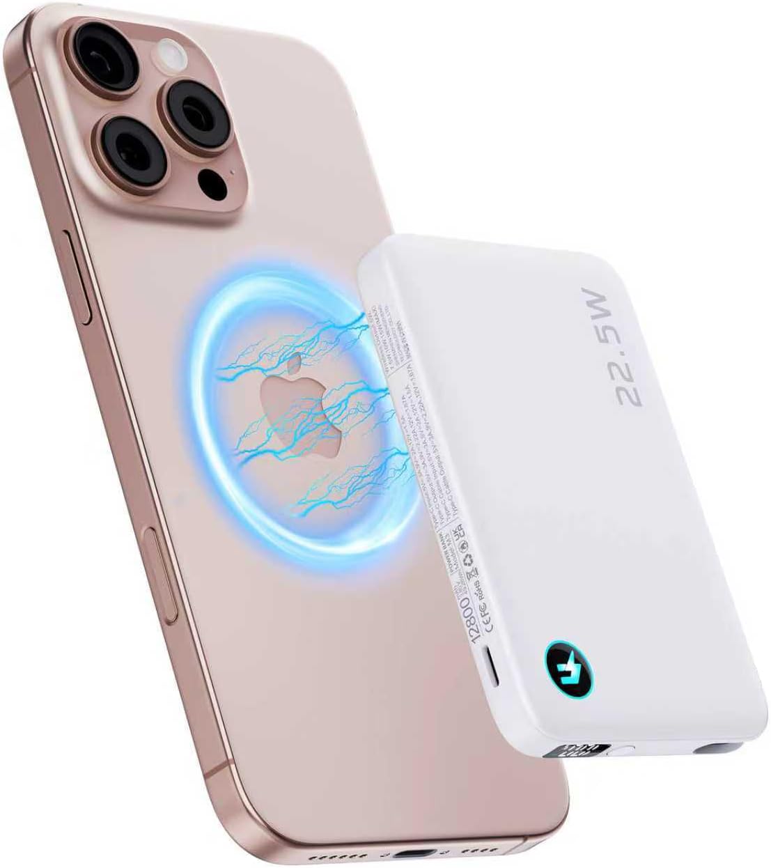 2026 Updated M3 Ultra Slim 0.4'' Wireless Power Bank, 12800Mah Magnetic Portable Charger with Built in Cable and Strap, LED Battery Pack Travel Essentials for Iphone 17/16/15/14/13/12/Pro Max Andriod