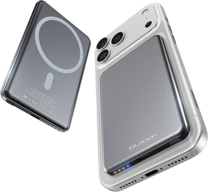 [0.3" Ultra Slim] [Alloy-Made]  for Magsafe Portable Charger for Iphone, 2025 Upgrade 5000Mah Fast Charging Magnetic Power Bank, Wireless Battery Pack for Iphone 17 Air 16 15 Pro Max 14 13, Grey