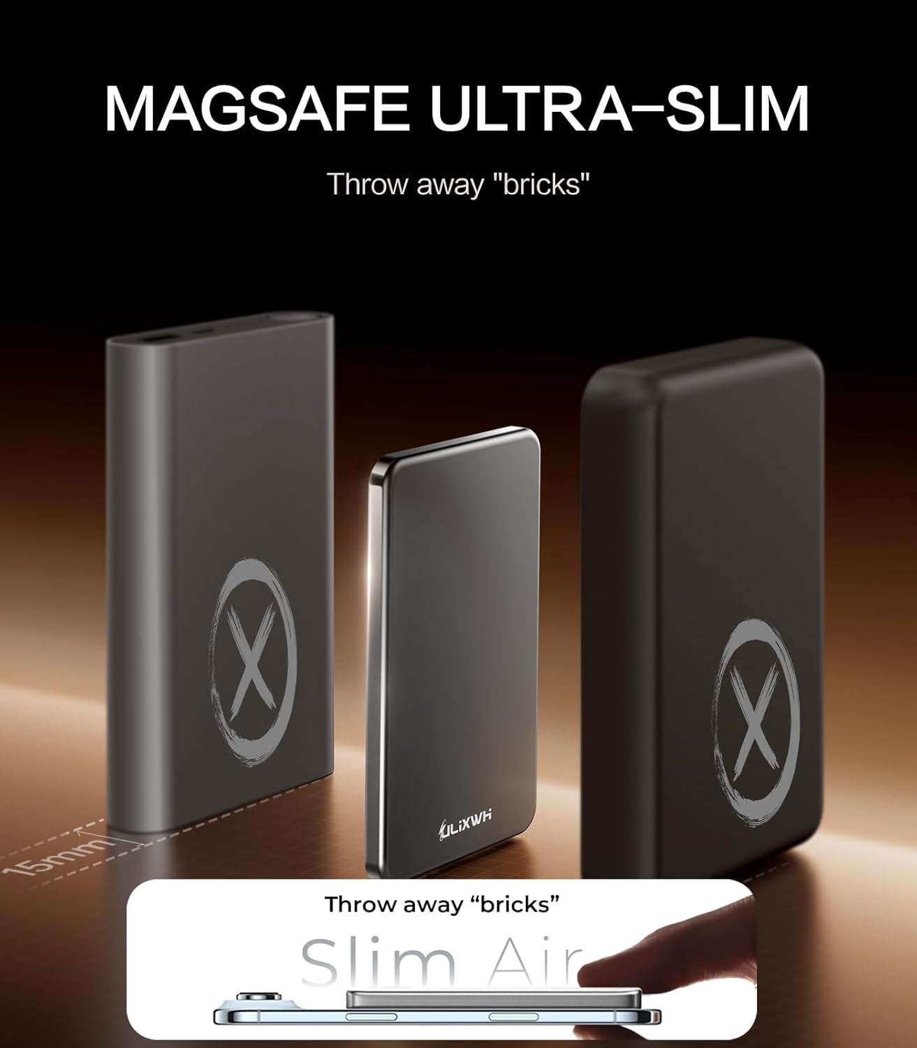 [0.3" Ultra Slim] [Alloy-Made]  for Magsafe Portable Charger for Iphone, 2025 Upgrade 5000Mah Fast Charging Magnetic Power Bank, Wireless Battery Pack for Iphone 17 Air 16 15 Pro Max 14 13, Grey