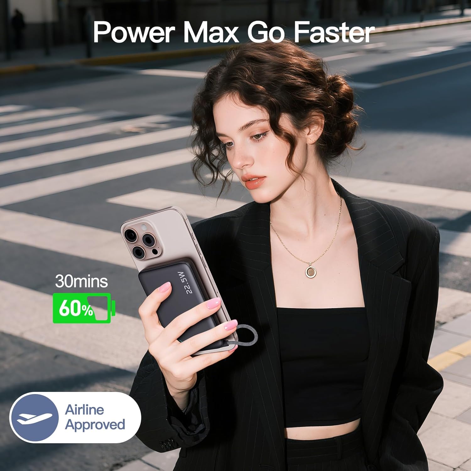 2026 Updated M3 Ultra Slim 0.4'' Wireless Power Bank, 12800Mah Magnetic Portable Charger with Built in Cable and Strap, LED Battery Pack Travel Essentials for Iphone 17/16/15/14/13/12/Pro Max Andriod