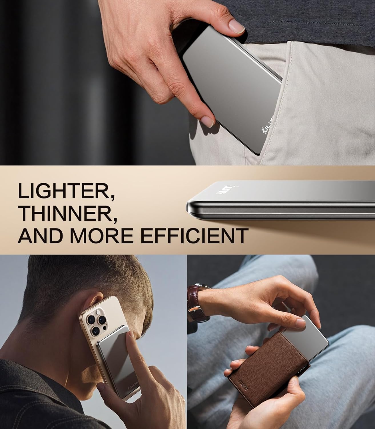 [0.3" Ultra Slim] [Alloy-Made]  for Magsafe Portable Charger for Iphone, 2025 Upgrade 5000Mah Fast Charging Magnetic Power Bank, Wireless Battery Pack for Iphone 17 Air 16 15 Pro Max 14 13, Grey