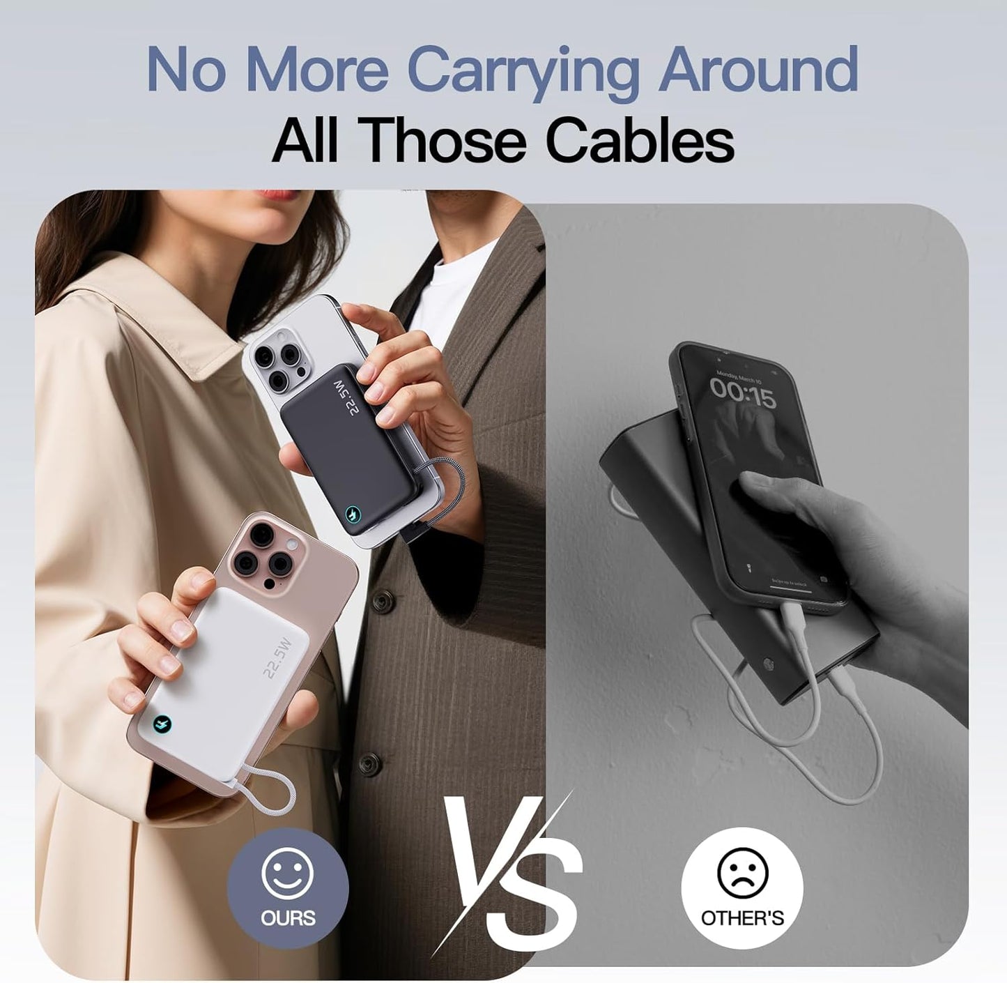 2026 Updated M3 Ultra Slim 0.4'' Wireless Power Bank, 12800Mah Magnetic Portable Charger with Built in Cable and Strap, LED Battery Pack Travel Essentials for Iphone 17/16/15/14/13/12/Pro Max Andriod