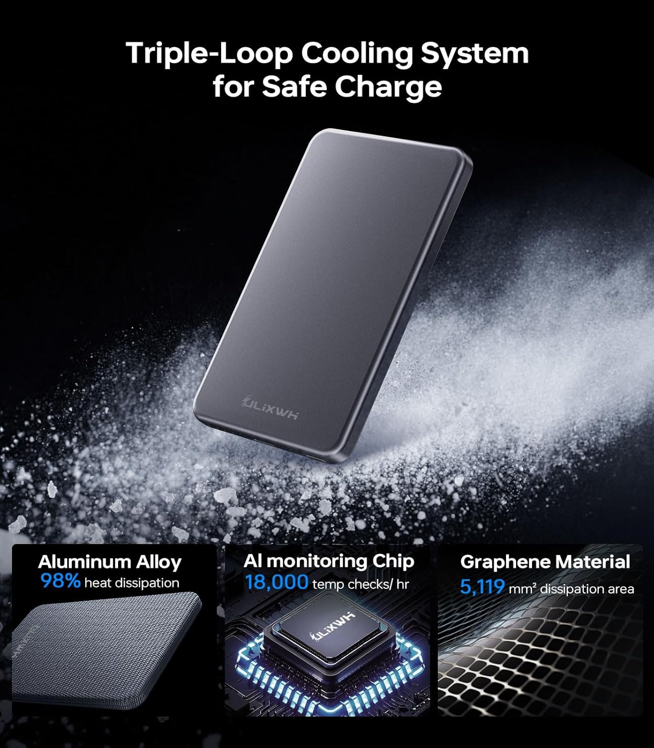 [0.3" Ultra Slim] [Alloy-Made]  for Magsafe Portable Charger for Iphone, 2025 Upgrade 5000Mah Fast Charging Magnetic Power Bank, Wireless Battery Pack for Iphone 17 Air 16 15 Pro Max 14 13, Grey