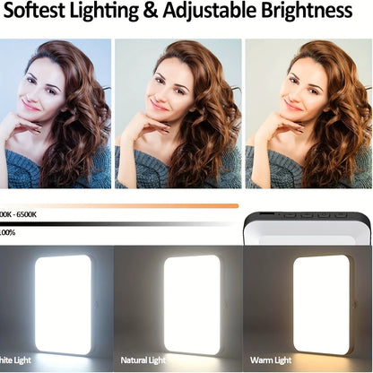 1Pc Rechargeable Magnetic LED Selfie Light,3 Modes Dimmable Light,3000Mah,120Leds,Clip-On for Phone/ Laptop/ Pc,Makeup,Video